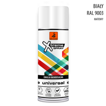Emalia uniwersalna w aerozolu biały matowy RAL 9003 400ml Dragon