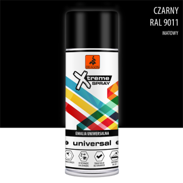 Emalia uniwersalna w aerozolu czarny matowy RAL 9011 400ml Dragon