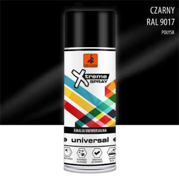 Emalia uniwersalna w aerozolu czarny połysk RAL 9017 400ml Dragon