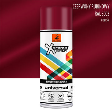 Emalia uniwersalna w aerozolu czerwony rubinowy RAL3003 400ml Dragon