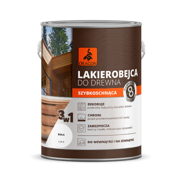 Lakierobejca do drewna szybkoschnąca biała 2,5L Dragon