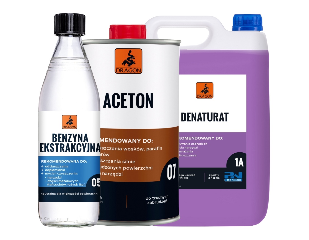 Produkty chemiczne Dragon – benzyna ekstrakcyjna, aceton i denaturat do zastosowań technicznych
